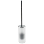 Toilet Brush, Gedy TI33-02, White Toilet Brush Holder in Glass and Polished Chrome Steel